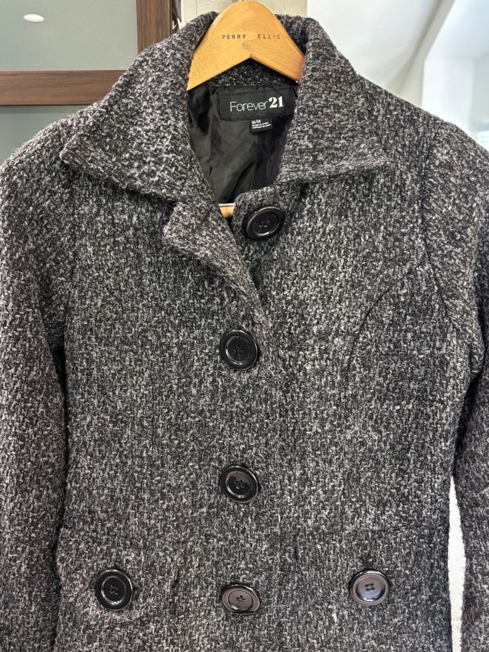 Forever 21 Textured Tweed Pea Coat - Size M - Picture 6 of 12